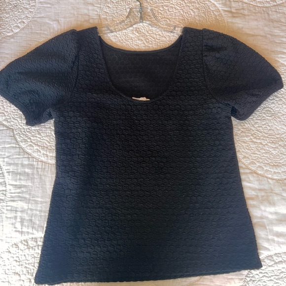 Anthropologie Porridge Parker Puff Sleeve Black Top - Picture 2 of 4